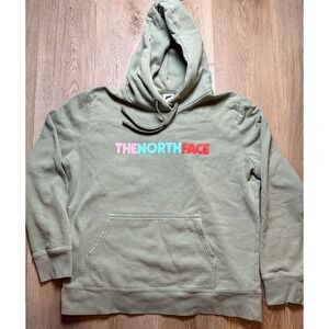 The North Face Green Hoodie with Multicolor Logo